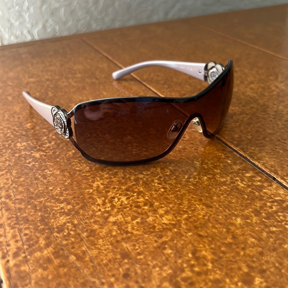 Chanel Camellia Crystal Flower Shield Sunglasses